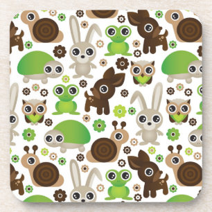 Dessous-de-verre papier peint d'animal de lapin de tortue de cerfs