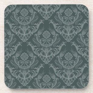 Dessous-de-verre Papier peint floral vert de luxe de damassé