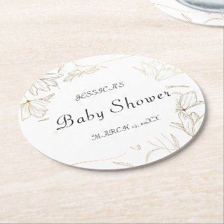 Dessous de verre papier rond Baby shower à fleurs 