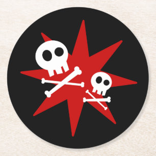 Dessous de verre Papier rond Cute Skuls