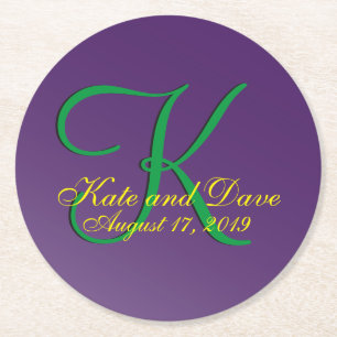Dessous de verre papier rond Mauve Monogram Purple