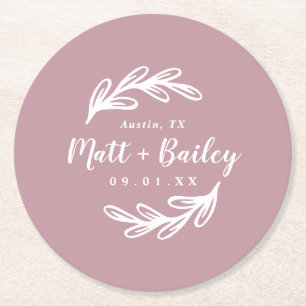 Dessous de verre papier rond Monogramme Mariage de