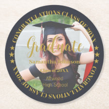 Dessous de verre papier rond photo Gold