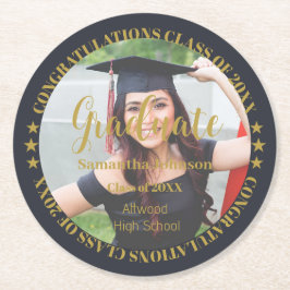 Dessous de verre papier rond photo Gold