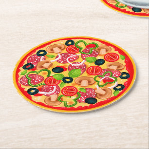 Dessous de verre papier rond Pizza