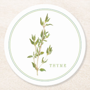DESSOUS DE VERRE papier rond THYME FRAIS (+texte)