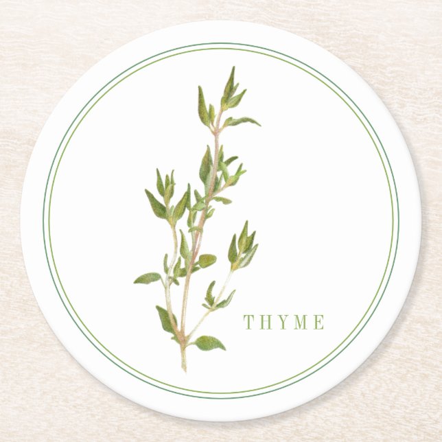 DESSOUS DE VERRE papier rond THYME FRAIS (+texte) (Devant)