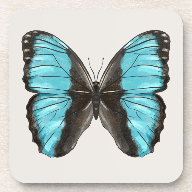 Dessous-de-verre Papillon bleu Insect Art Amour de la nature (Devant)