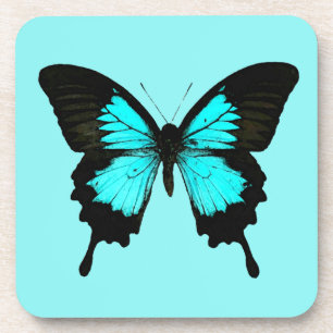Dessous-de-verre Papillon - bleu turquoise et noir
