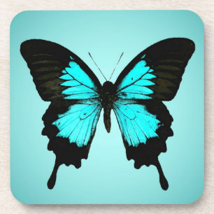 Dessous-de-verre Papillon - bleu turquoise et noir