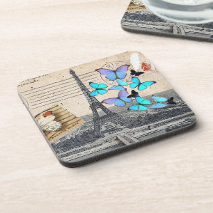 Dessous-de-verre Papillon de voyage vintage Paris Tour Eiffel