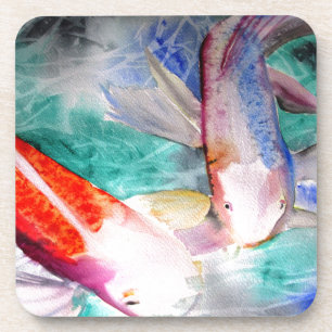 Dessous-de-verre Papillon Koi aquarelle Art Japonais de Poisson