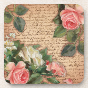 Dessous-de-verre Parchemin vintage et roses chics minables