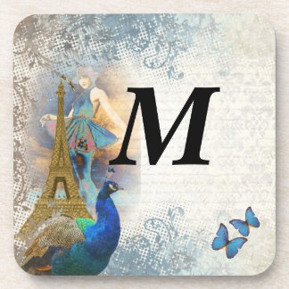 Dessous-de-verre Paris peacock collage