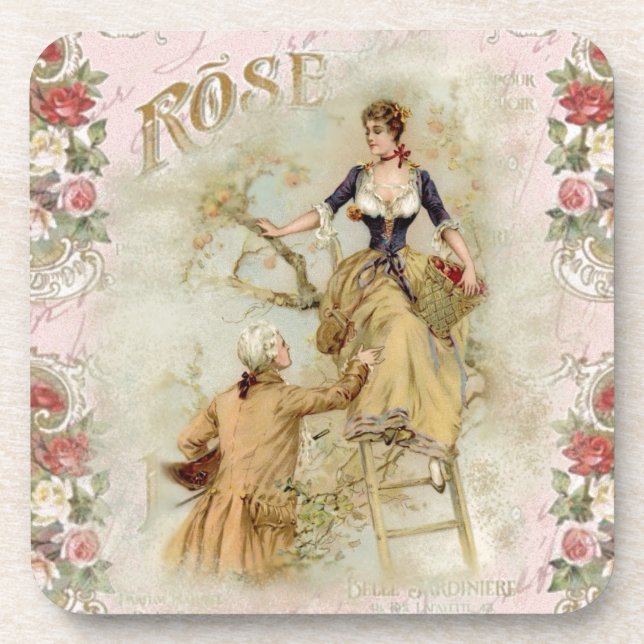 Dessous-de-verre Paris romantique Amateurs rose shabbychic (Devant)