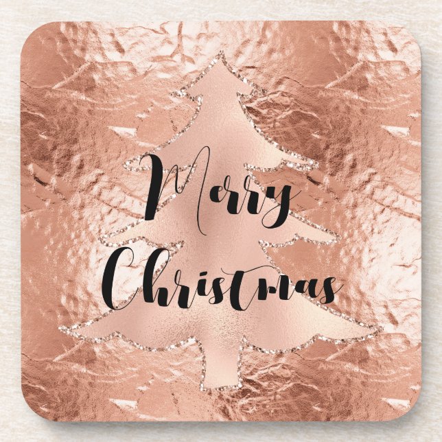 Dessous-de-verre Parties scintillant de Noël rose Gold Glam (Devant)