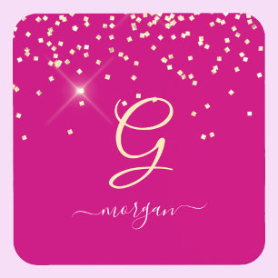 Dessous-de-verre Parties scintillant d'or et Monogramme Nom du scri