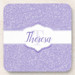 Dessous-de-verre Parties scintillant violet Monogramme Dessous de v