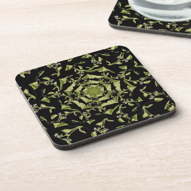 Dessous-de-verre Paruline de la fleur d'hypnose verte et noire (Côté gauche)