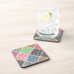 Dessous-de-verre Pastel Floral Quilt Carré