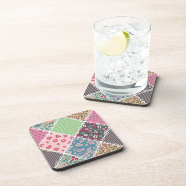 Dessous-de-verre Pastel Floral Quilt Carré (Côté Droit)