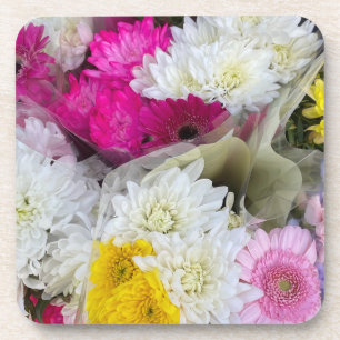 Dessous-de-verre Pastel Floral Rose, Jaune & Blanc Chrysanthème