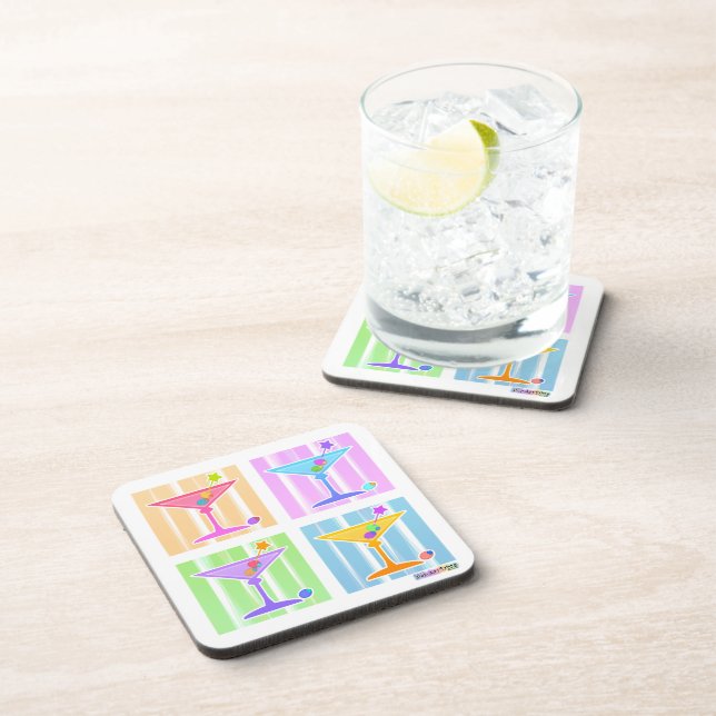 DESSOUS-DE-VERRE PASTEL POP ART MARTINIS (Côté Droit)