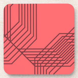 Dessous-de-verre Pastel Rouge, simple, moderne, design géométrique