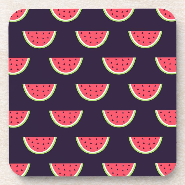 Dessous-de-verre Pastèque au néon sur le motif pourpre (Devant)