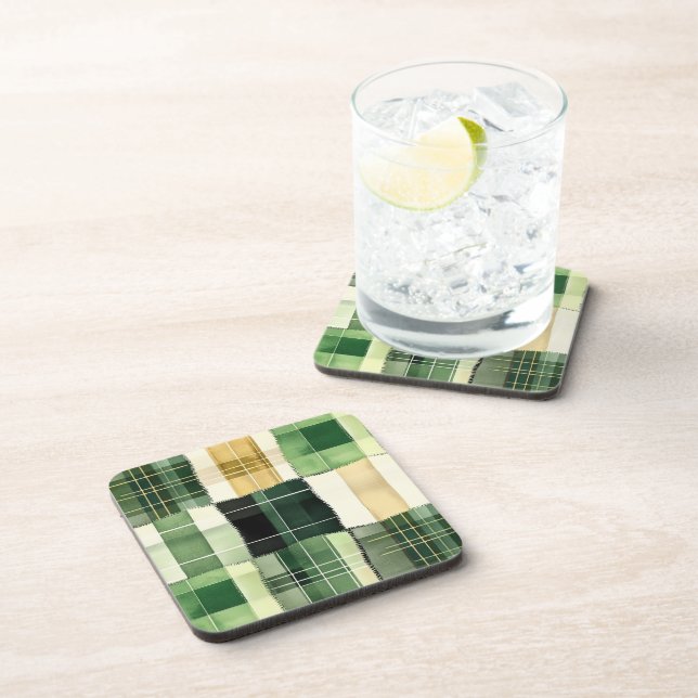 Dessous-de-verre Patchwork carreau émeraude (Côté Droit)