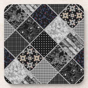Dessous-de-verre Patchwork monochrom noir gris blanc patc