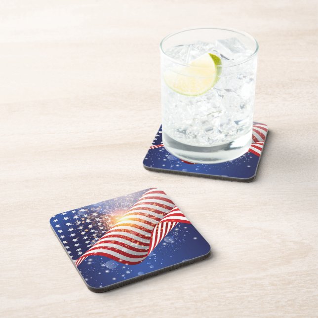 Dessous-de-verre Patriotique Juillet 4 Juillet Ensemble de Dessous  (Côté Droit)