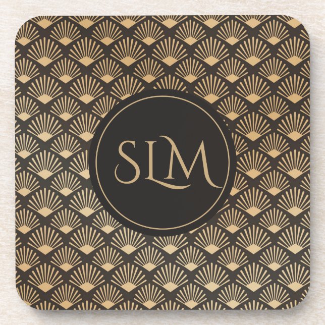 Dessous-de-verre Pattern monogrammed Gatsby Art Deco (Devant)