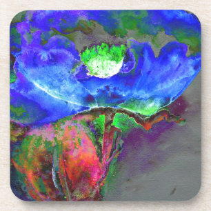 Dessous-de-verre pavot bleu floral Abstrait