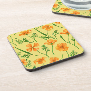 Dessous-de-verre Pavot de Californie, fleurs d'été, orange wil