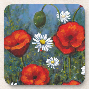 Dessous-de-verre Pavots et marguerites : Art floral, fleurs
