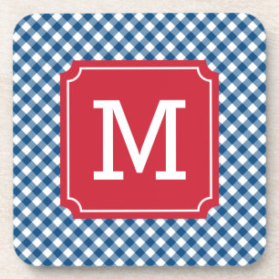Dessous-de-verre Pays Chic Bleu En vichy Personnaliser Monogramme