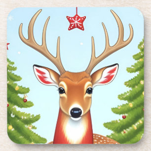 Dessous-de-verre Pays des merveilles hivernal aux cerfs Noël Fêtes