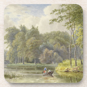 Dessous-de-verre Paysage avec personnages dans une petite barque à 