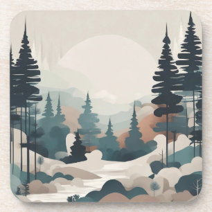 Dessous-de-verre Paysage de la forêt de Boho