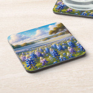 Dessous-de-verre Paysage de prairie de bleuets du Texas