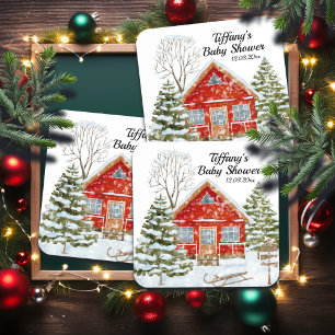 Dessous-de-verre Paysage d'hiver Baby shower de la Maison Rouge