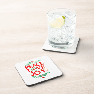 Dessous-de-verre Peace Love Joy Noël Festive Holiday