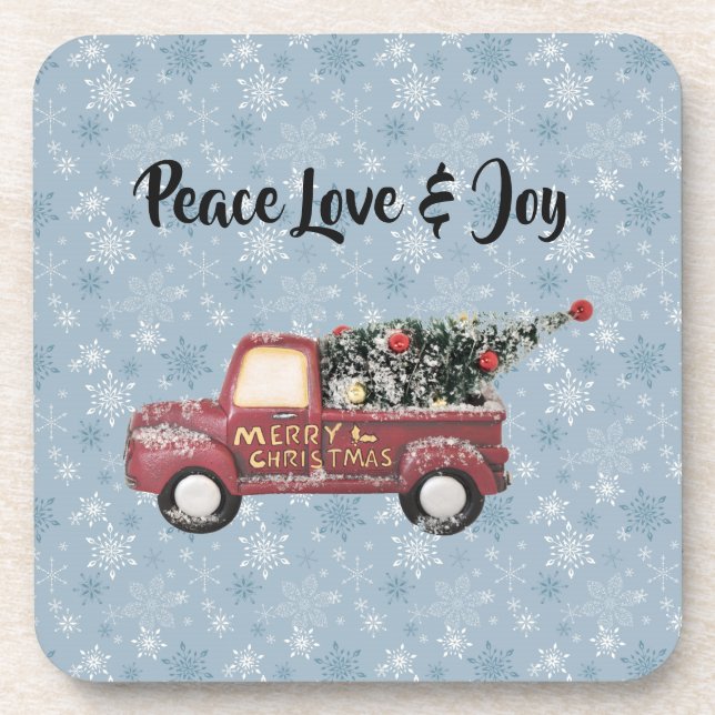 Dessous-de-verre Peace Love & Joy Toy Camion Joyeux Noël (Devant)