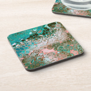Dessous-de-verre Peach & Turquoise Acrylic pour Abstract