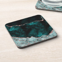 Peacock Green & Rose Gold Agate Marbre Mariage