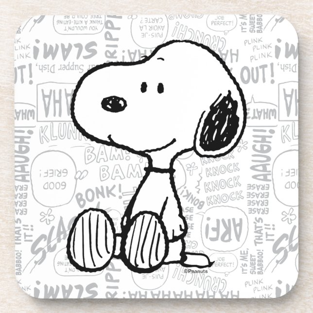 Dessous-de-verre PEANUTS | Snoopy on Black White Comics (Devant)