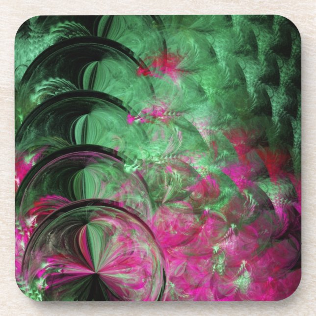 Dessous-de-verre Peau rose et verte de serpent Abstraite (Devant)