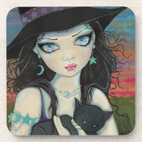 Peekaboo Witch et Chat Halloween Art Imaginaire