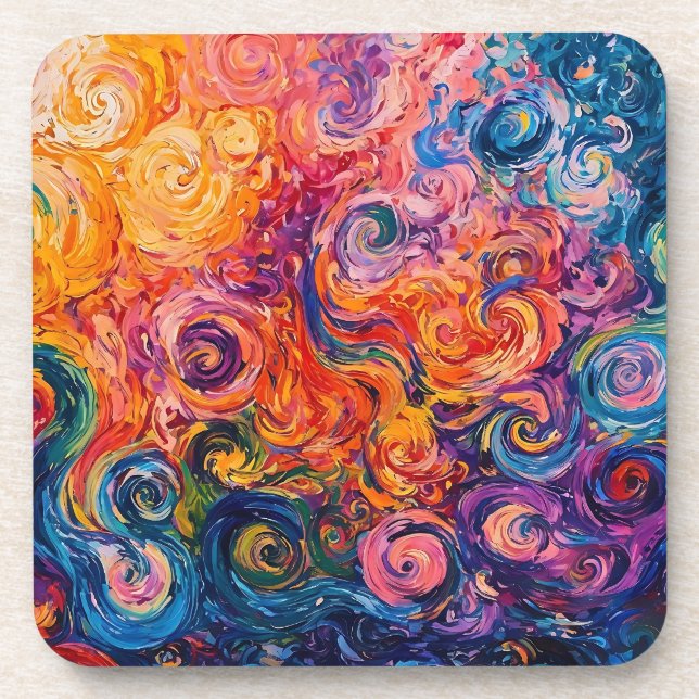 Dessous-de-verre Peinture à l'huile de tourbillons psychédélique (Devant)